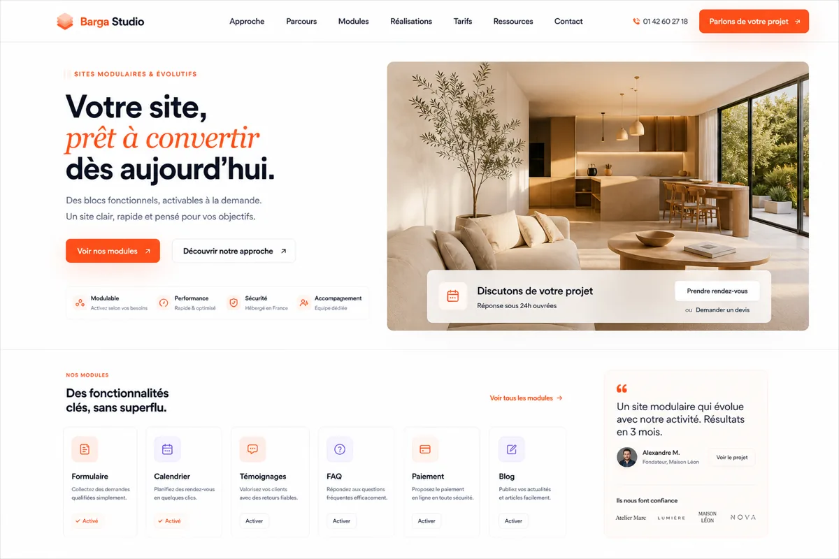 Aperçu d'un site modulaire premium