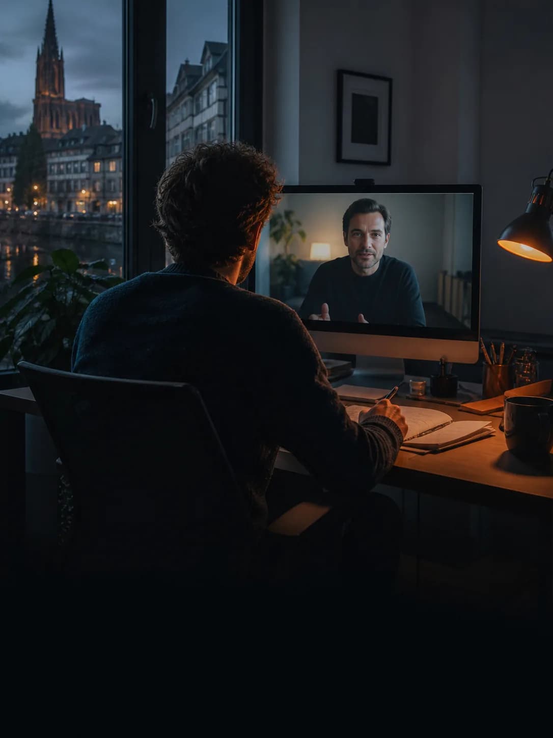 Échange en visioconférence avec le studio depuis Strasbourg
