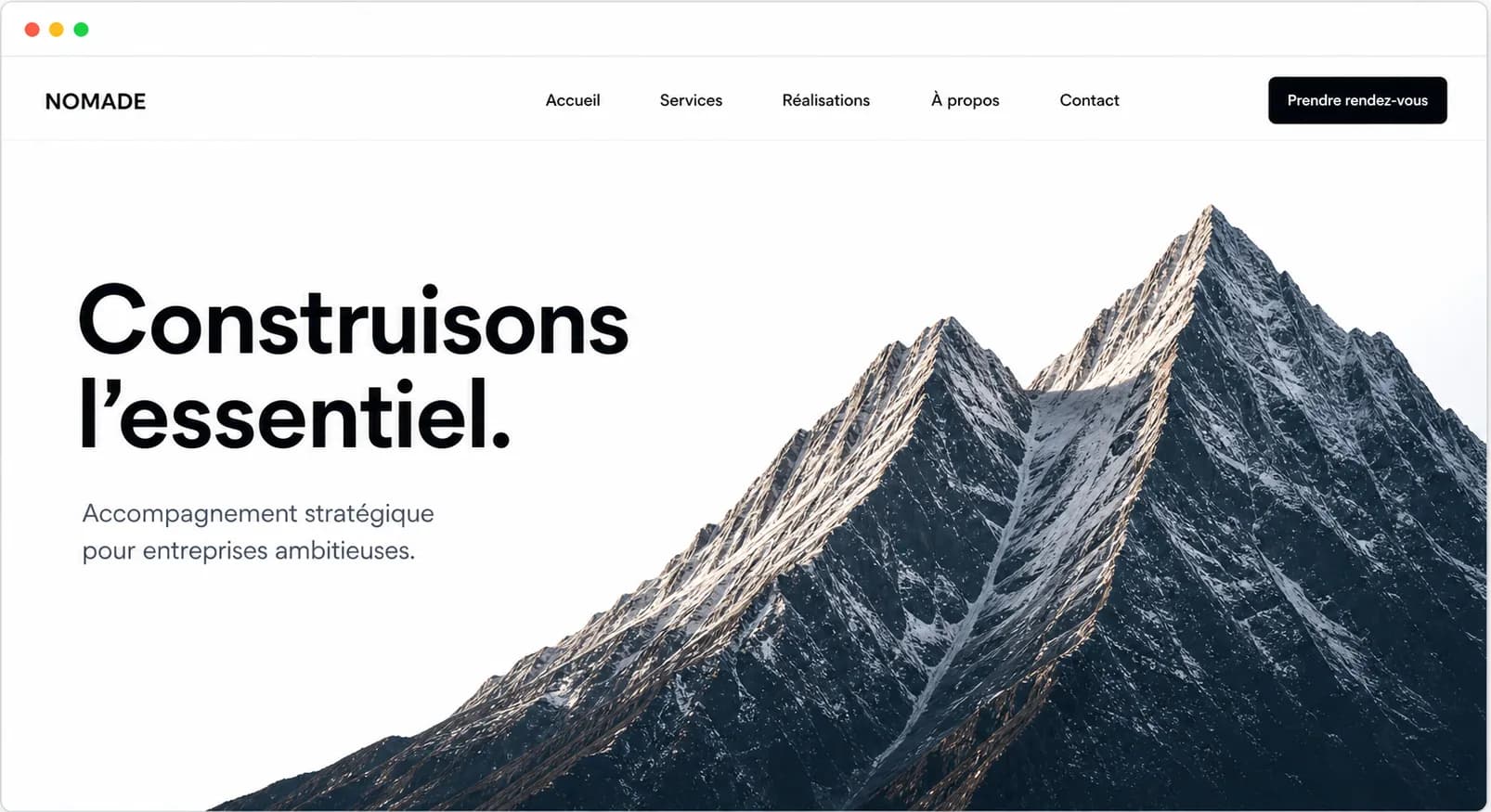 Aperçu navigateur d'un site web professionnel
